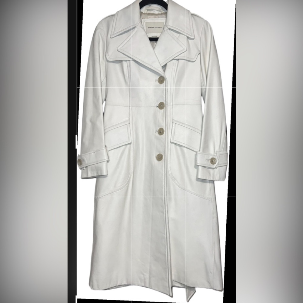 Banana Republic Women’s Long White Genuine Leather Coat. Fully Lined. Size XS - Picture 5 of 12